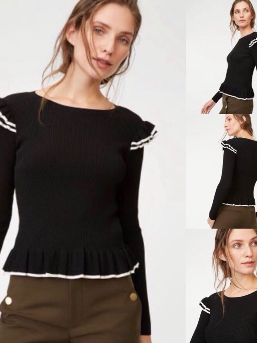 🌺Club Monaco Ruffled Skarlie Ribbed Sweater - Picture 3 of 6
